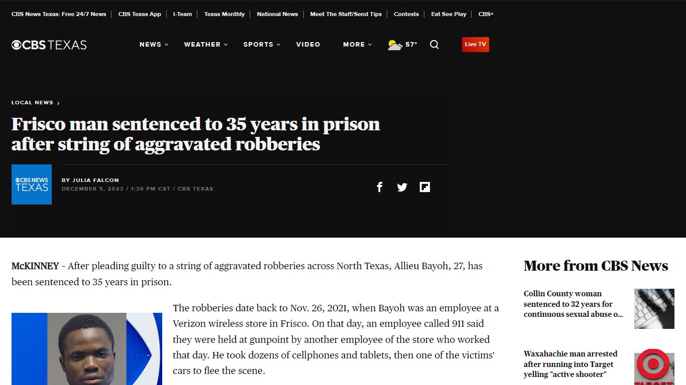 Frisco man sentenced to 35 years in prison after string of aggravated ...